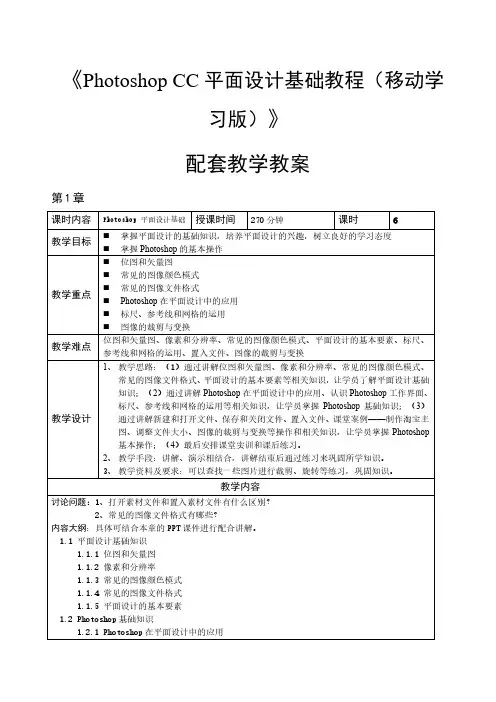 PhotoshopCC平面设计基础教程 教案