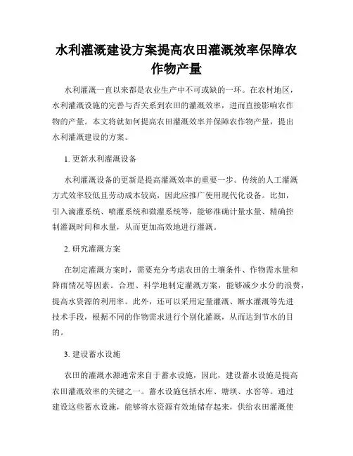 水利灌溉建设方案提高农田灌溉效率保障农作物产量