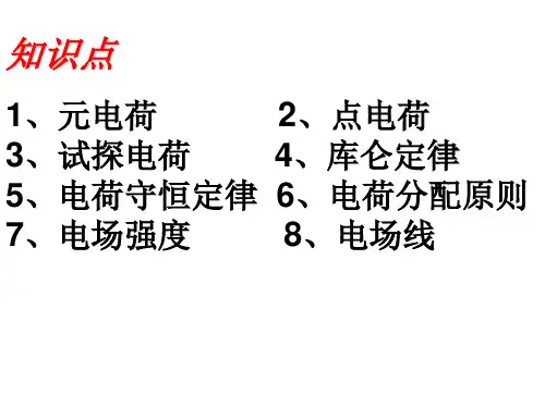 物理一轮复习电场力的性质课件ppt