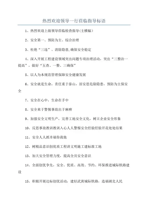 热烈欢迎领导一行莅临指导标语