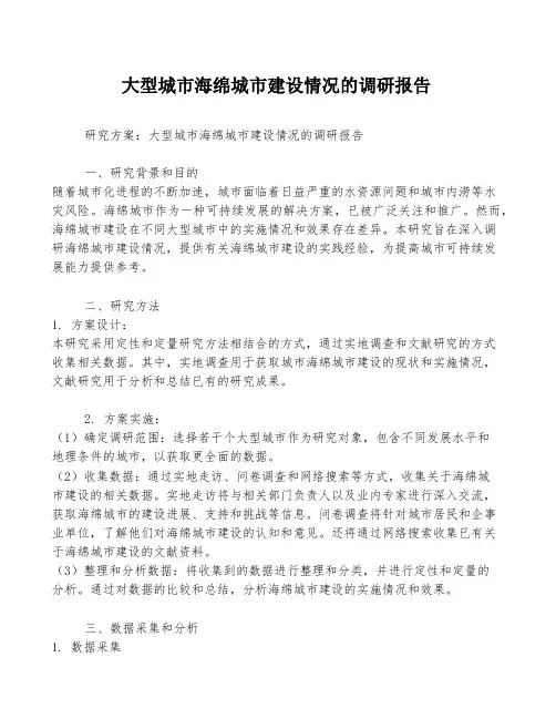 大型城市海绵城市建设情况的调研报告