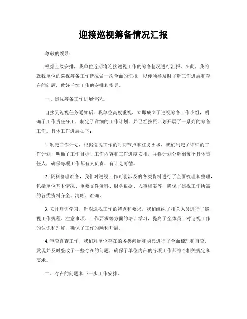 迎接巡视筹备情况汇报