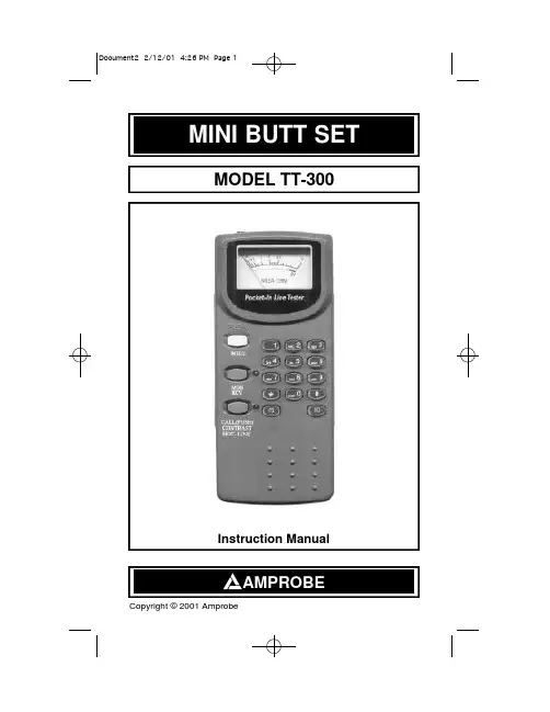 MINI BUTT SET MODEL TT-300 测试设备说明书