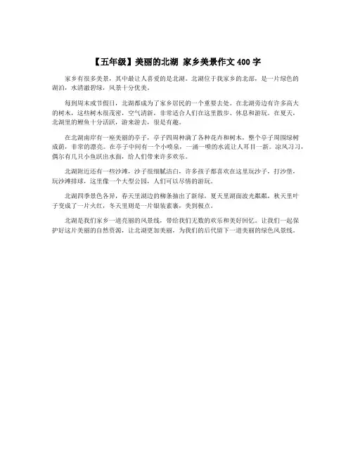 【五年级】美丽的北湖 家乡美景作文400字