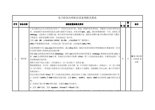 电子政务内网机房设备规格及要求