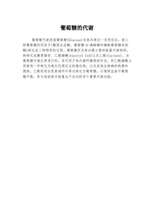 葡萄糖的代谢