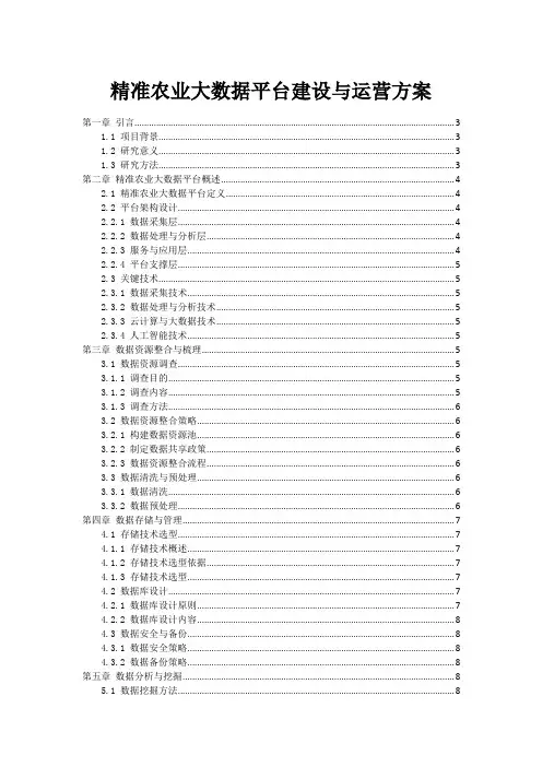 精准农业大数据平台建设与运营方案