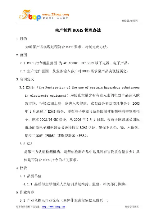 生产制程ROHS管理办法