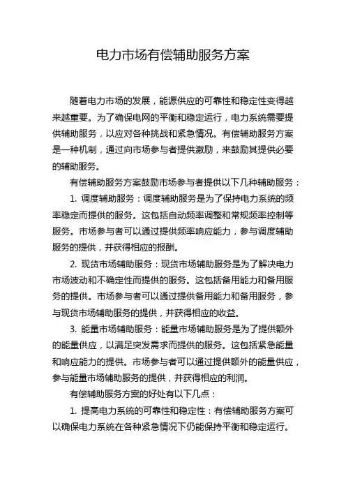 电力市场有偿辅助服务方案