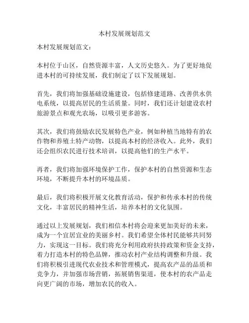 本村发展规划范文