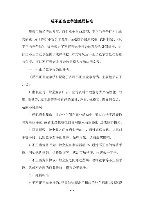 反不正当竞争法处罚标准