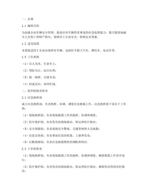 企业车辆伤害紧急预案