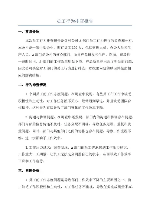 员工行为排查报告