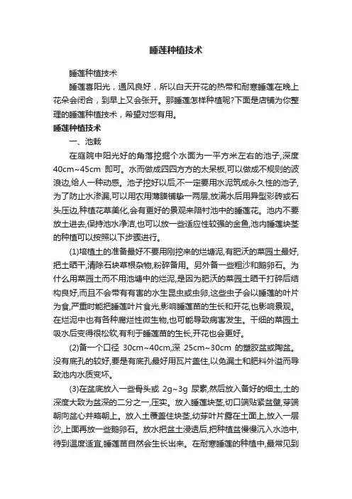 睡莲种植技术