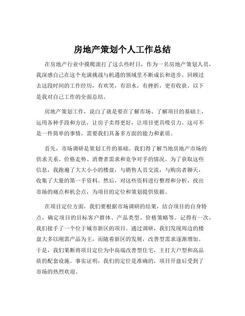 房地产策划个人工作总结