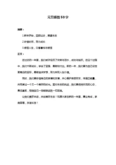 元旦感悟50字