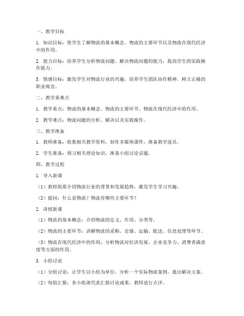 物流教案设计方案模板范文