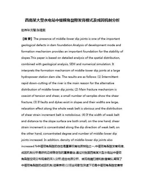 西南某大型水电站中缓倾角裂隙发育模式及成因机制分析
