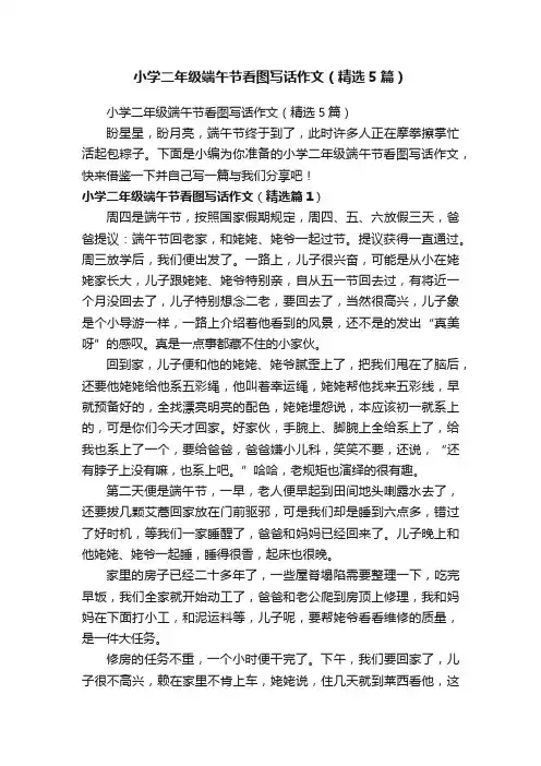 小学二年级端午节看图写话作文（精选5篇）