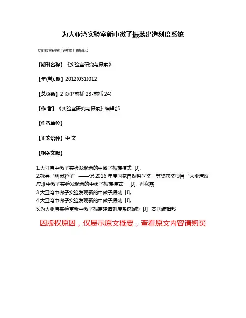 为大亚湾实验室新中微子振荡建造刻度系统