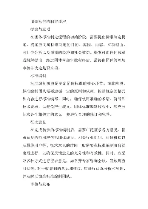 团体标准的制定流程