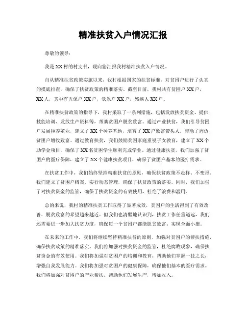 精准扶贫入户情况汇报