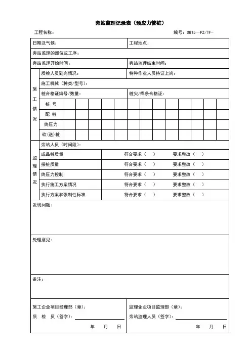 旁站监理记录表