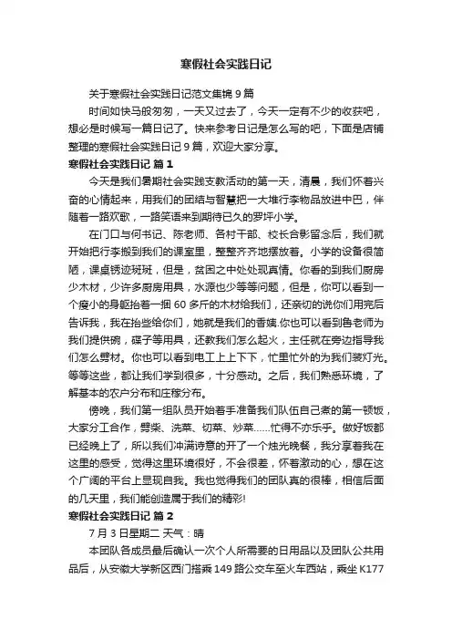 寒假社会实践日记