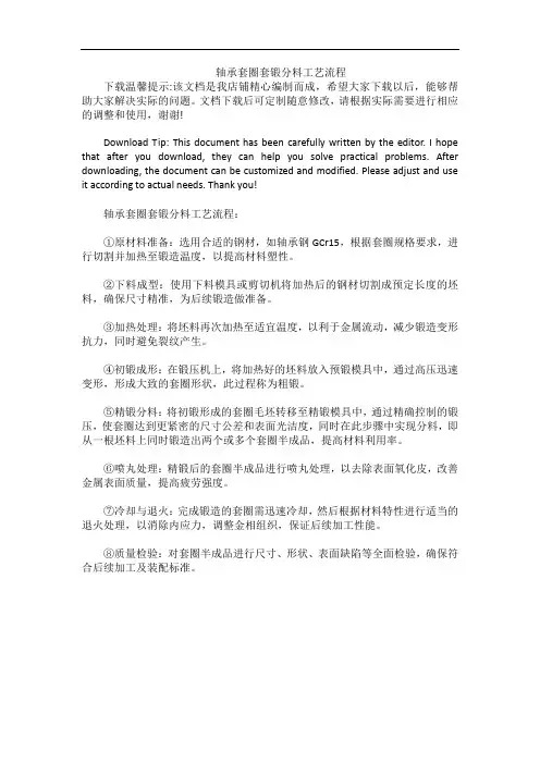 轴承套圈套锻分料工艺流程