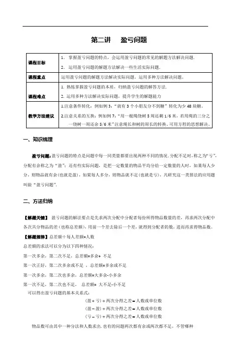 六年级暑期课程第二讲  盈亏问题