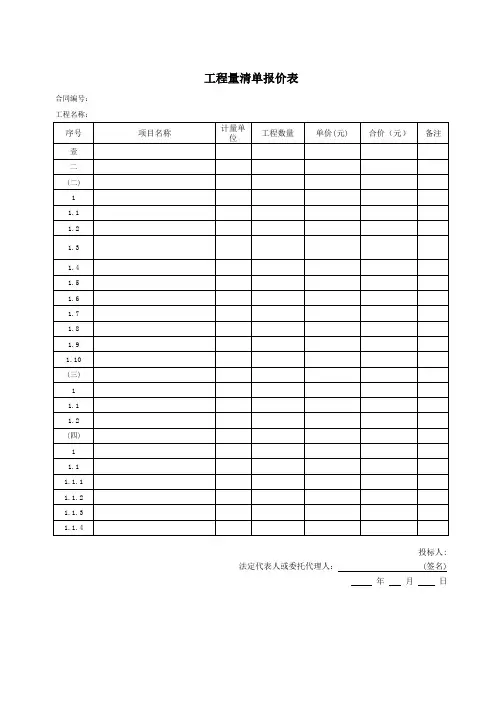 工程量清单报价表
