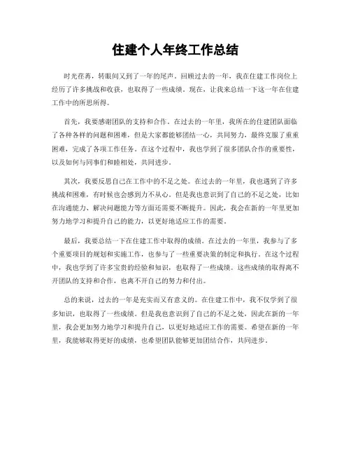 住建个人年终工作总结