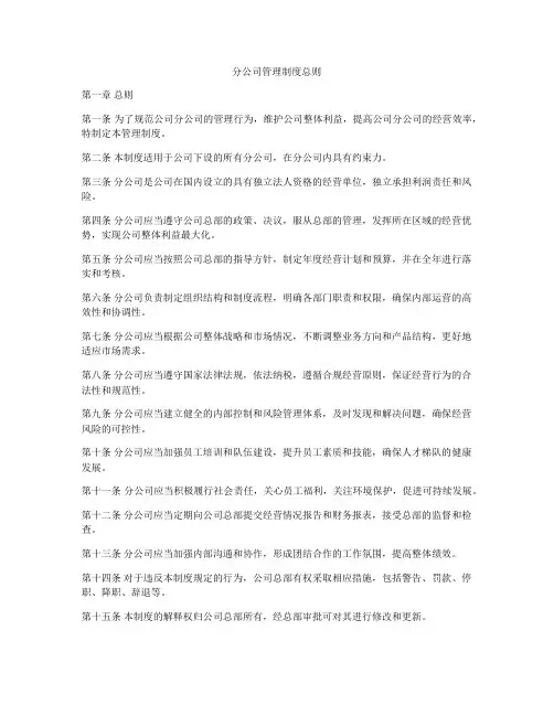 分公司管理制度总则