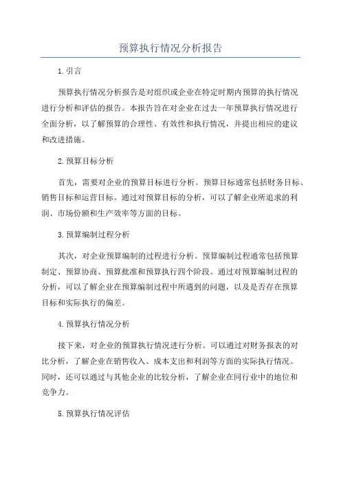 预算执行情况分析报告
