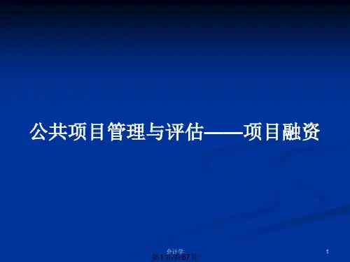 公共项目管理与评估——项目融资PPT教案