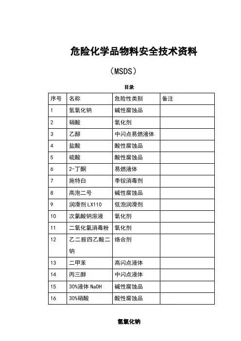 危险化学品安全技术说明(MSDS)