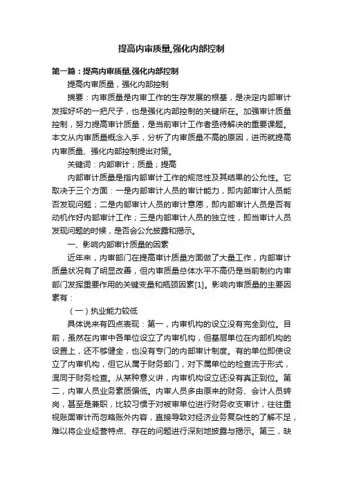 提高内审质量,强化内部控制