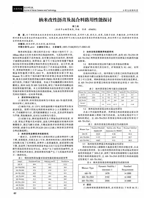 纳米改性沥青及混合料路用性能探讨