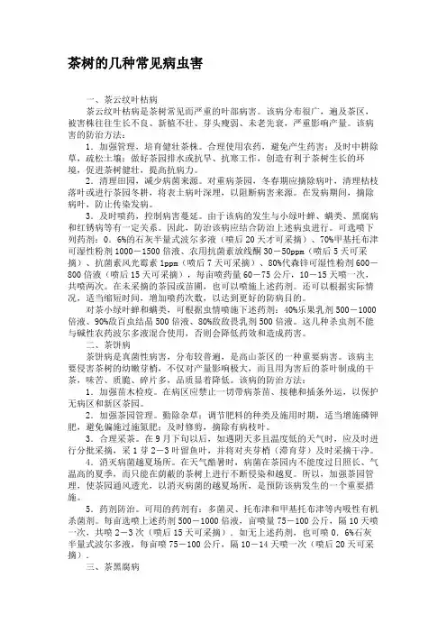 茶树的几种常见病虫害(精)