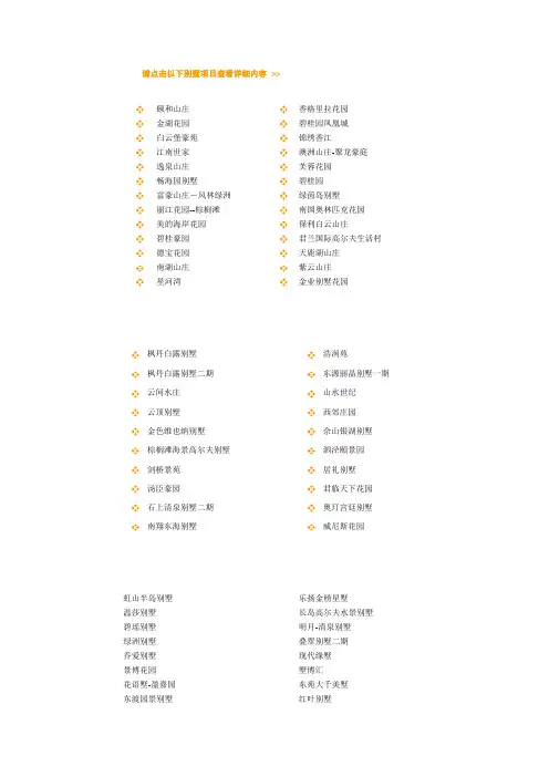全国各地部分别墅名称汇总