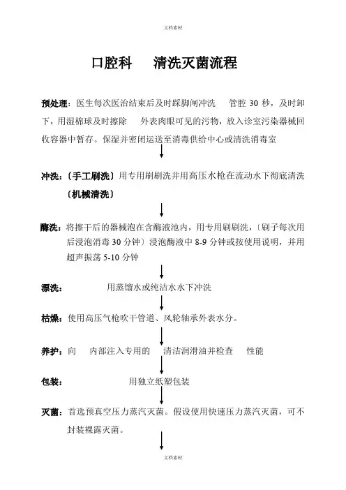 口腔科器械清洗灭菌流程