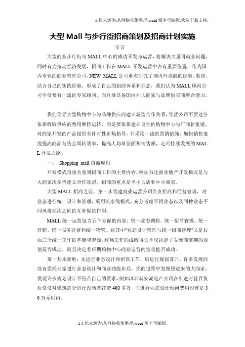 大型综合体商业与步行街招商策划及招商计划实施.doc