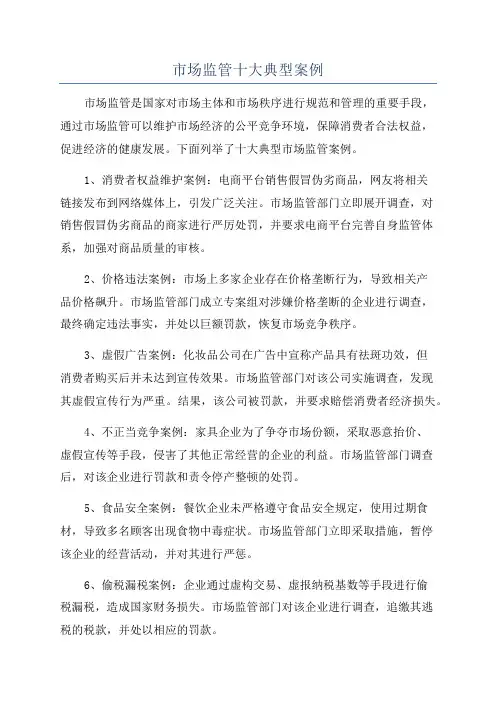 市场监管十大典型案例