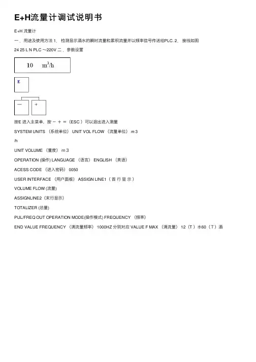 E+H流量计调试说明书