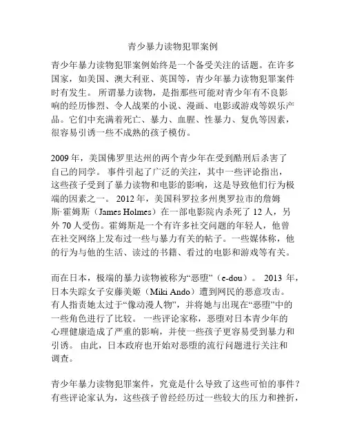 青少暴力读物犯罪案例