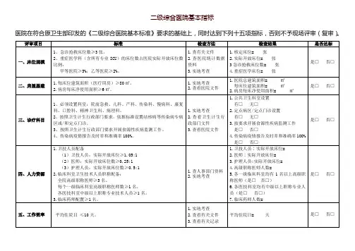 二级综合医院基本指标
