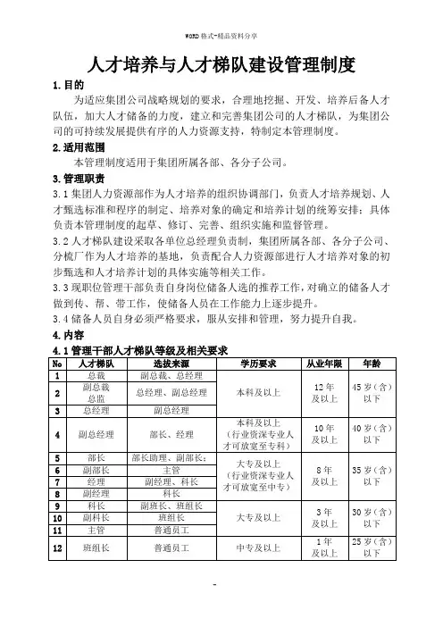 人才梯队建设管理制度
