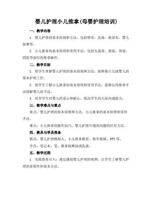 婴儿护理小儿推拿(母婴护理培训)
