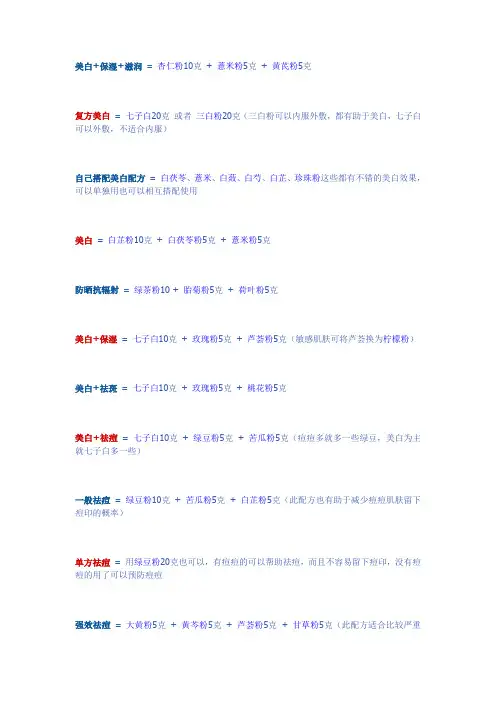 美容机构推荐中药面膜配方