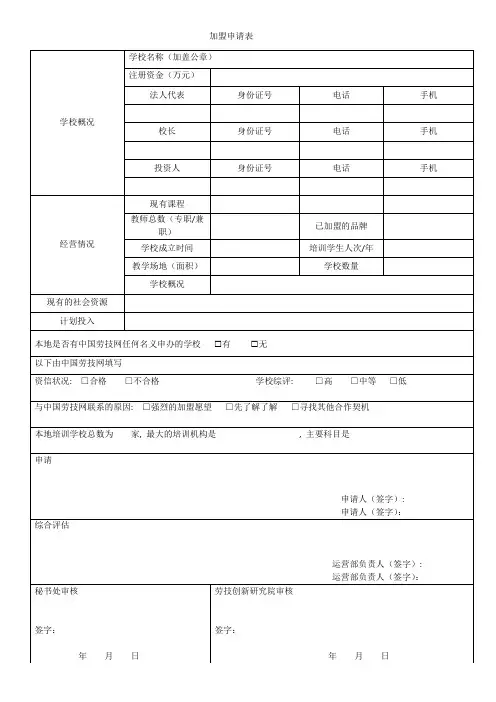 加盟申请表_4